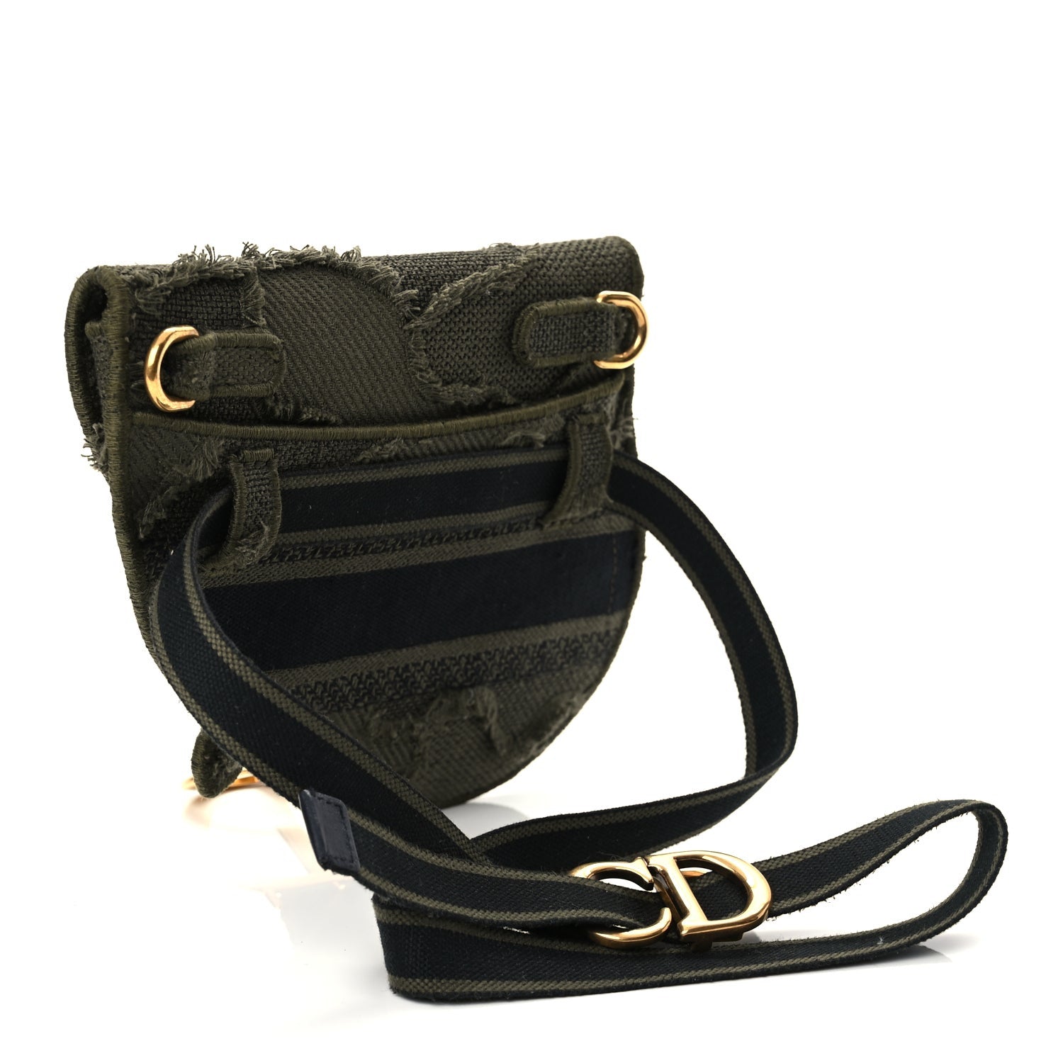 Christian Dior Canvas Embroidered Camouflage Saddle Belt Bag Green 2 of 9