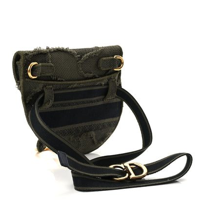 Christian Dior Canvas Embroidered Camouflage Saddle Belt Bag Green 2 of 9