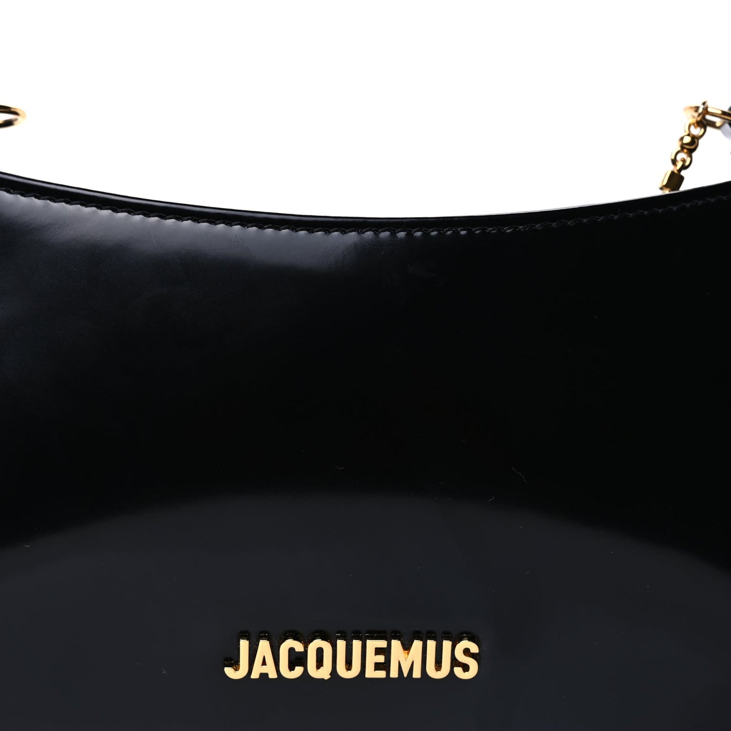 Glazed Calfskin The Small Bisou Chaine Shoulder Bag Black