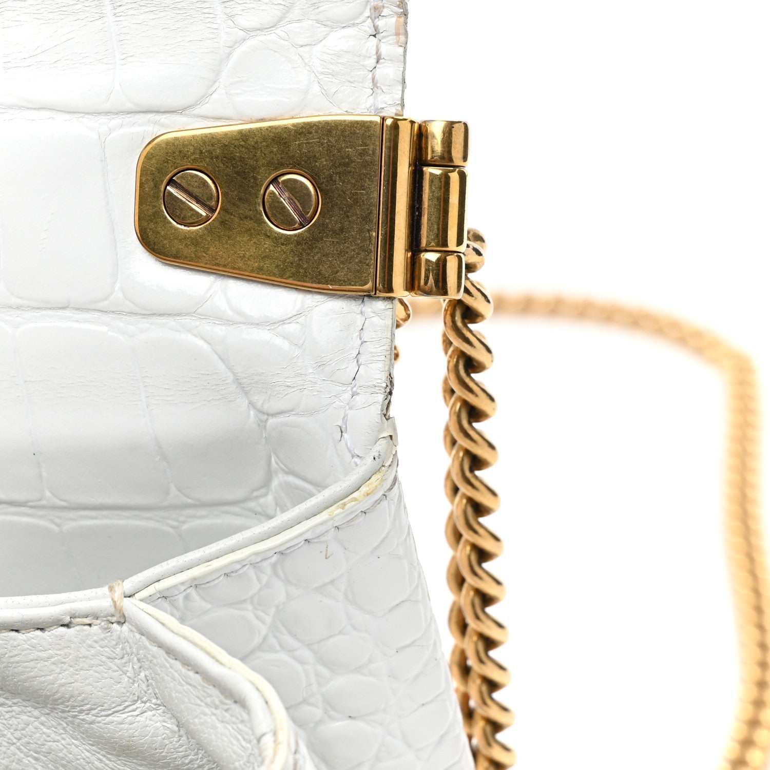 Balenciaga Shiny Extra Supple Calfskin Crocodile Embossed Small Triplet Bag Optic White 12 of 19