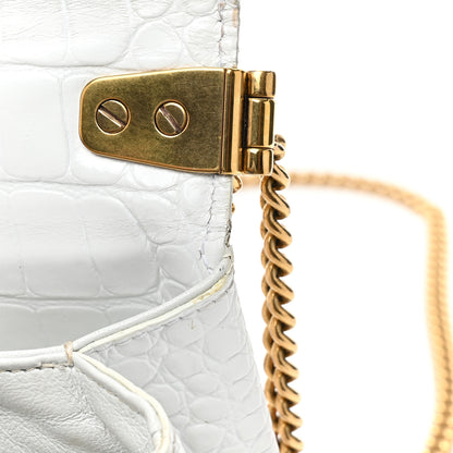 Balenciaga Shiny Extra Supple Calfskin Crocodile Embossed Small Triplet Bag Optic White 12 of 19