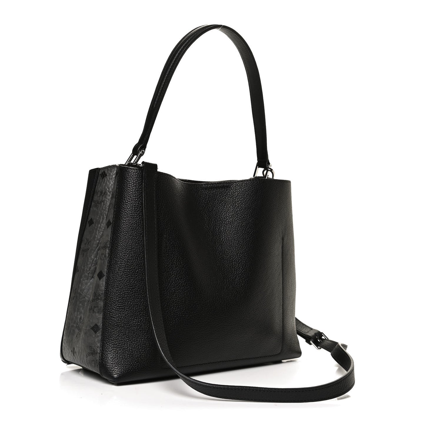 Grained Calfskin Visetos Medium Sarah Hobo Black