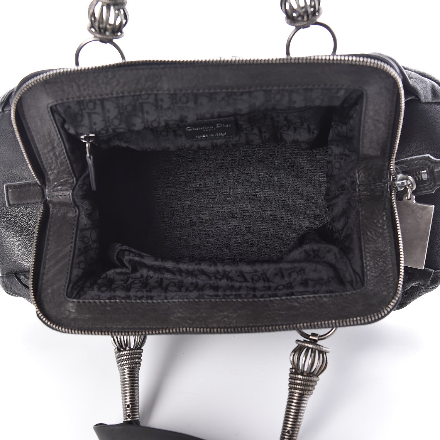 Christian Dior Lambskin Plisse Pleated Frame Satchel Black 5 of 16