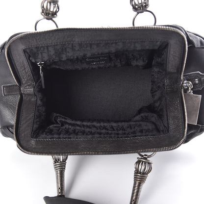 Christian Dior Lambskin Plisse Pleated Frame Satchel Black 5 of 16