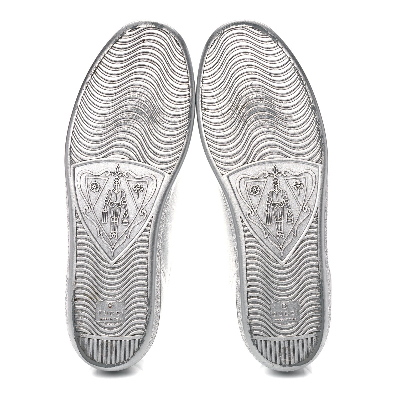Gucci Metallic Nappa Interlocking G Perforated Womens Ace Sneakers 40.5 Silver 5 of 12
