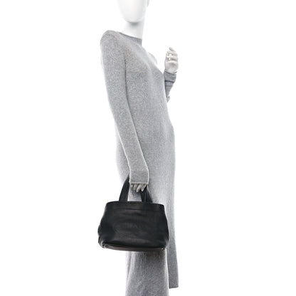 Prada Vitello Daino Soft Perforated Logo Tote Black 2 of 9