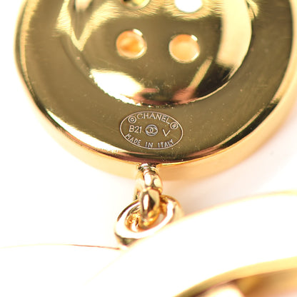 Chanel Metal Large Paris Button Earrings Gold 4 of 4