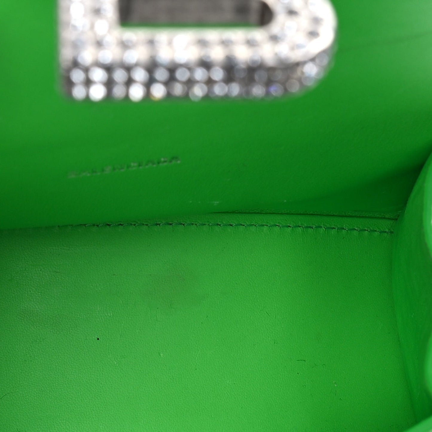 Shiny Calfskin Strass Crocodile Embossed Hourglass Top Handle Bag XS  Fluo Green
