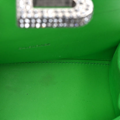 Balenciaga Shiny Calfskin Strass Crocodile Embossed Hourglass Top Handle Bag XS  Fluo Green 5 of 7