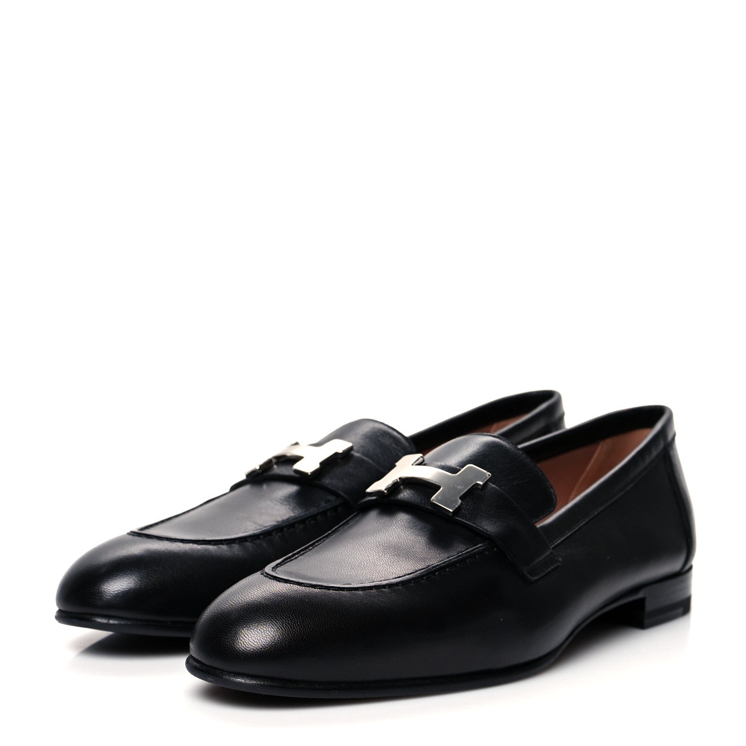 Hermes Goatskin Womens Paris Loafers 38 Black 3 of 8