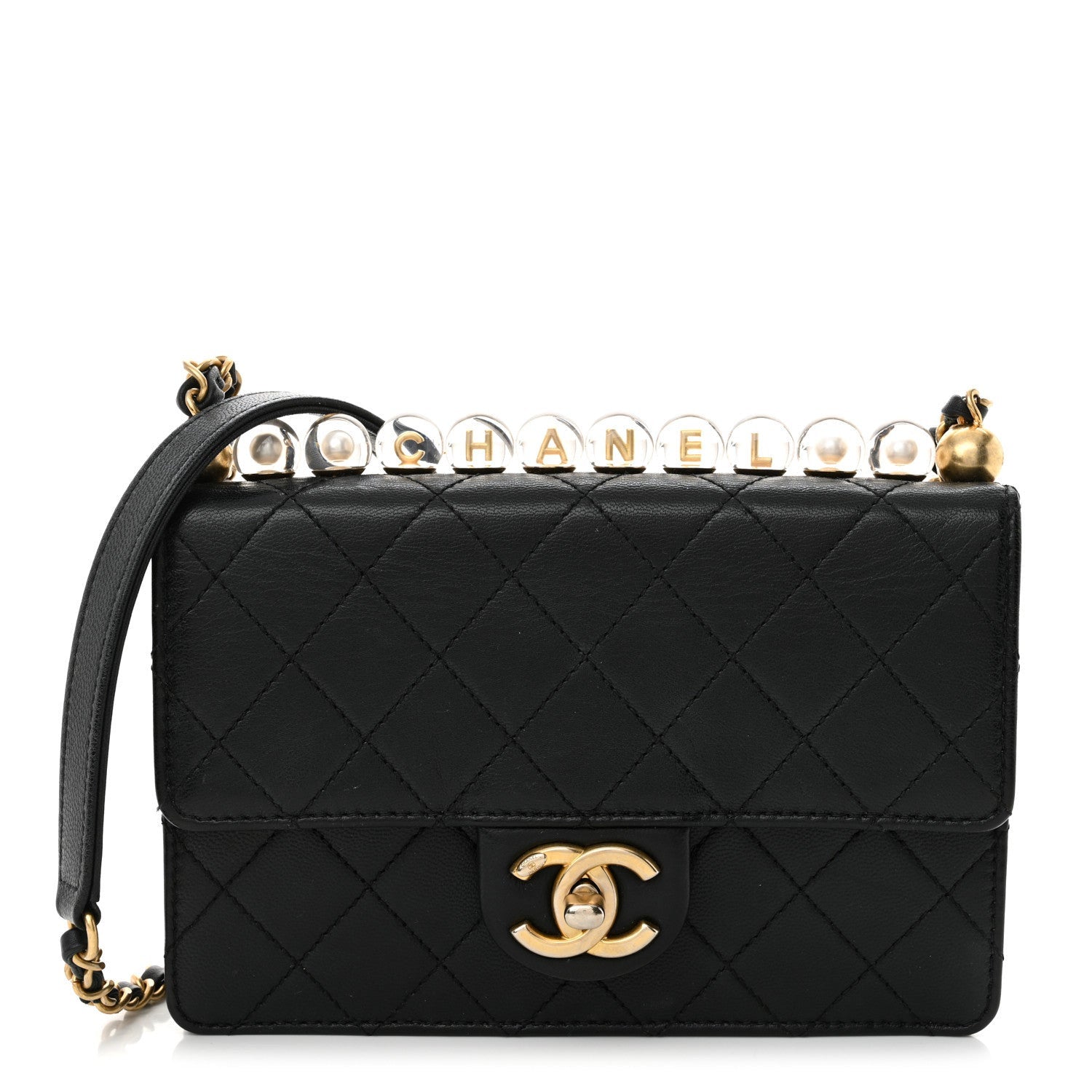 Chanel Lambskin Quilted Small Chic Pearls Flap Black 1 of 7