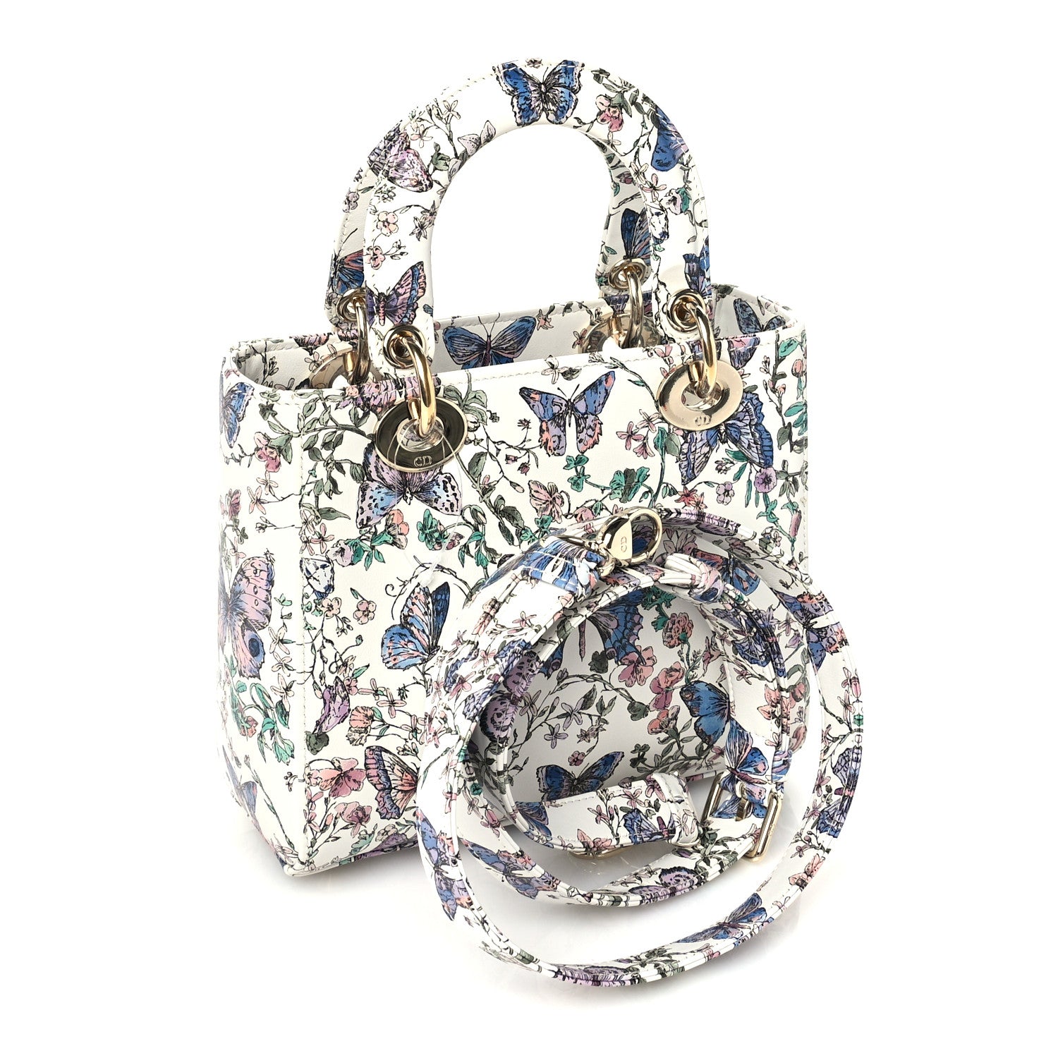 Christian Dior Calfskin Printed Toile De Jouy Small Lady Dior White Multicolor 2 of 8