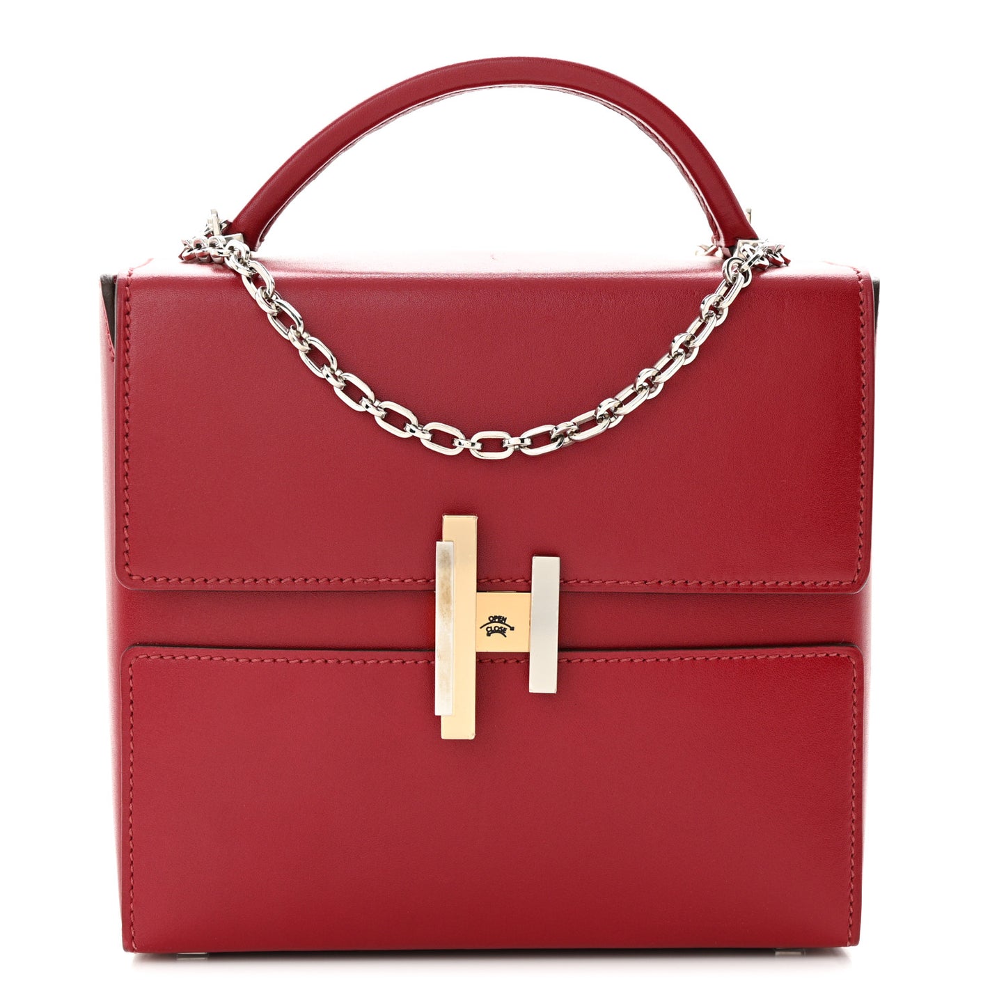 Villandry Calfskin Cinhetic Boxy Top Handle Bag Rubis