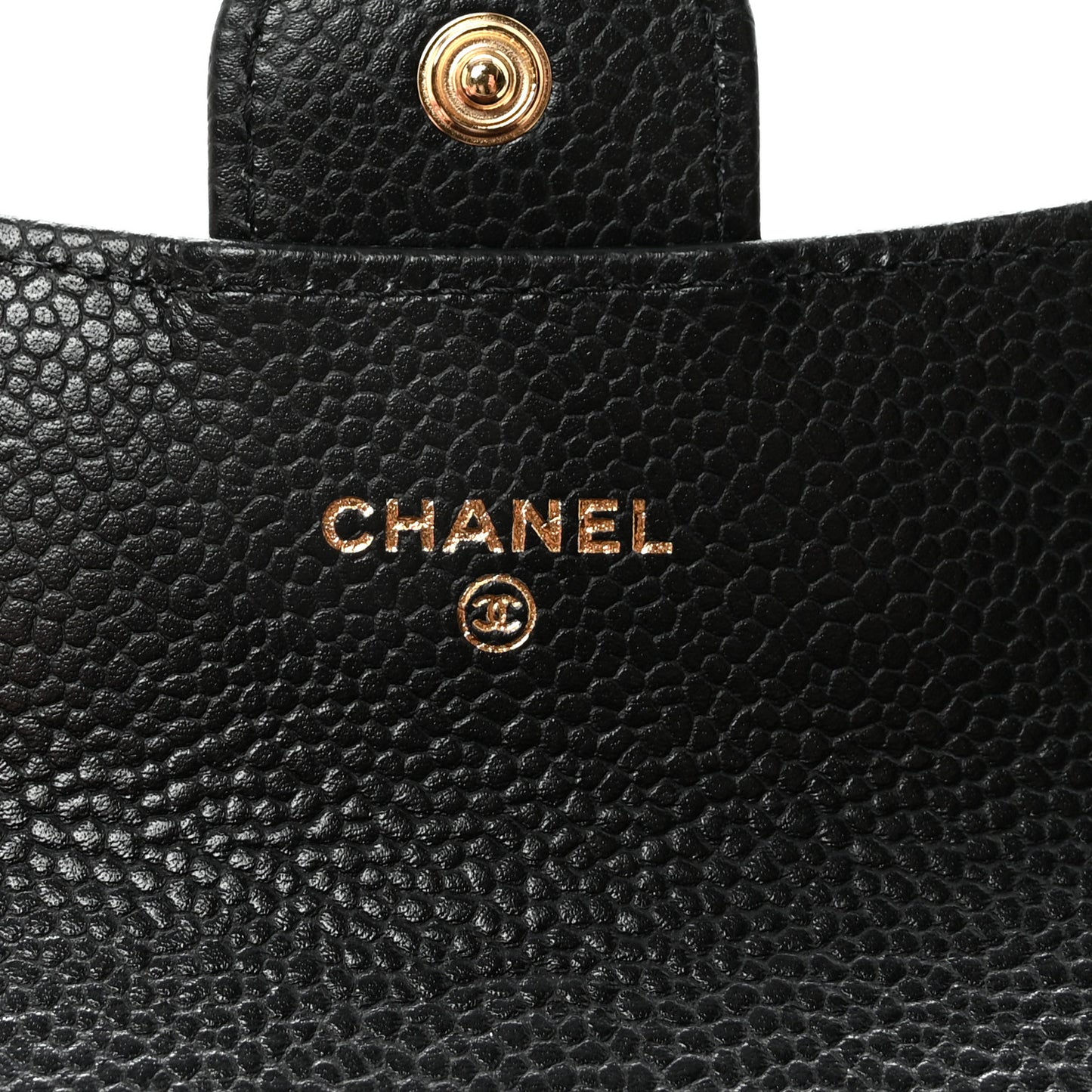 Caviar Quilted Flap Card Holder Wallet Black