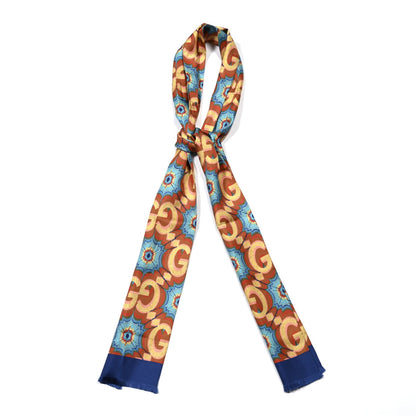 Gucci Silk Monogram Kaleidoscope 100 Fringe Scarf Blue Orange Multicolor 1 of 3
