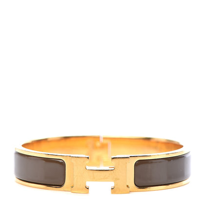 Hermes Enamel Narrow Clic Clac H Bracelet PM Cachou 1 of 4