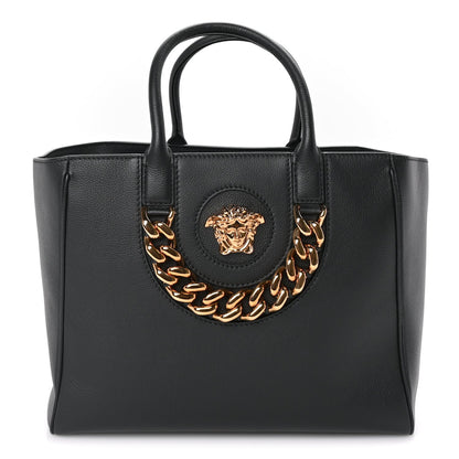 Versace Grained Calfskin Small La Medusa Tote Bag  Black 1 of 8