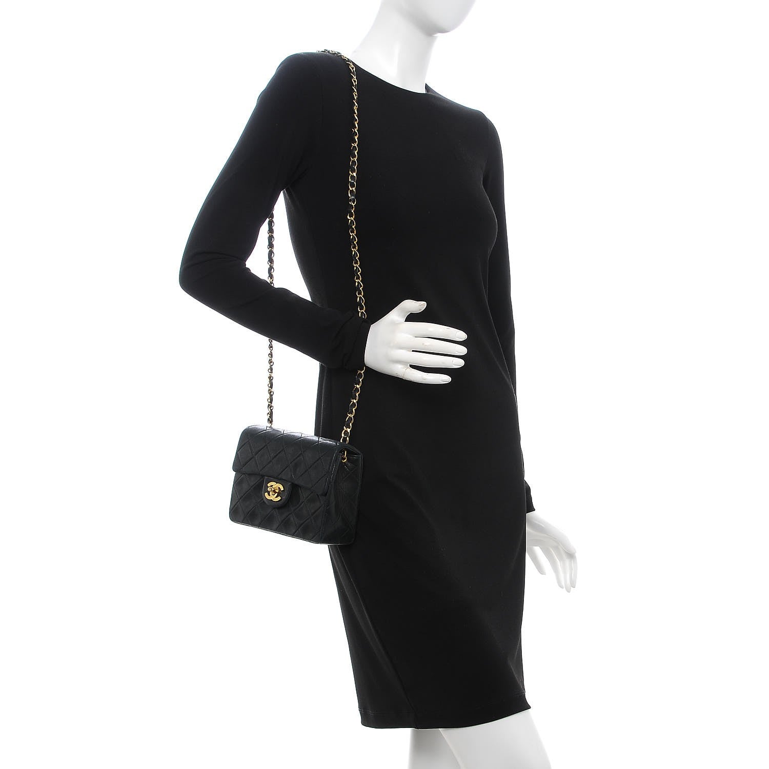 Chanel Lambskin Quilted Mini Square Flap Black 2 of 9