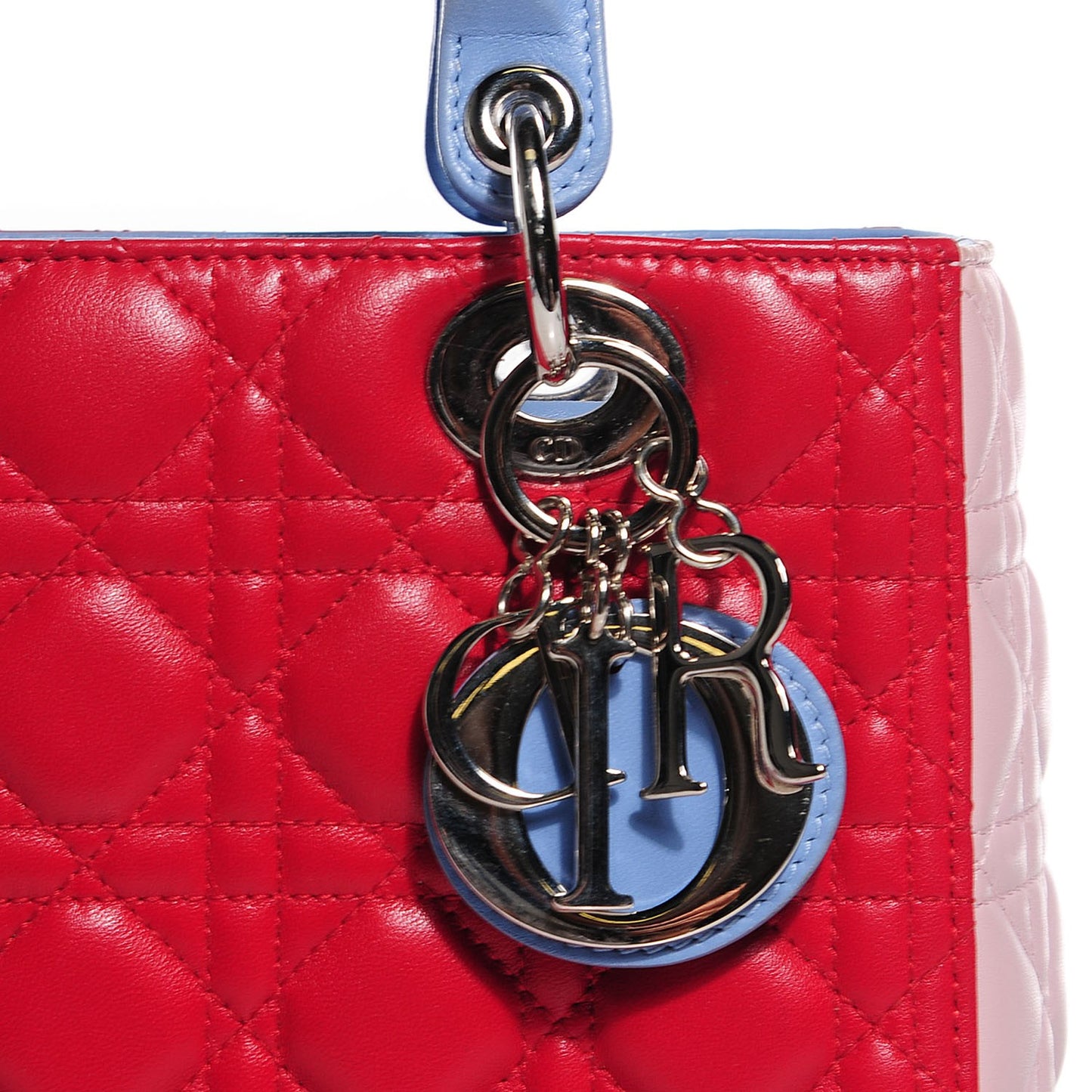Lambskin Cannage Medium Tri-Color Lady Dior Red