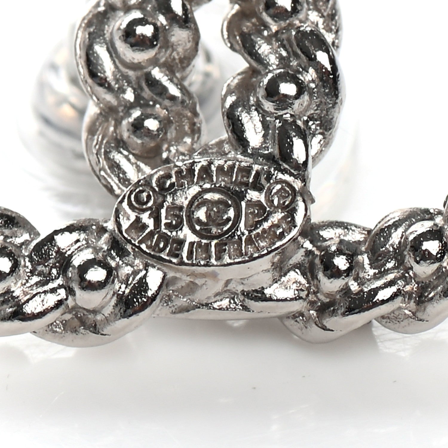 Chanel Pearl CC Earrings Silver 4 of 4