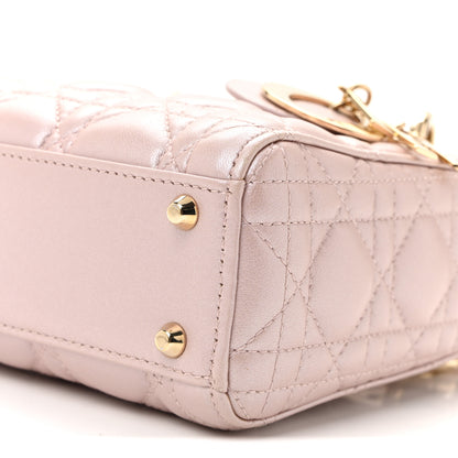 Christian Dior Metallic Lambskin Cannage Mini Lady Dior Lotus 10 of 11