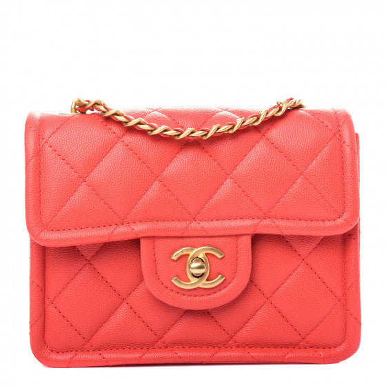 Caviar Quilted Mini Sweet Classic Flap Red