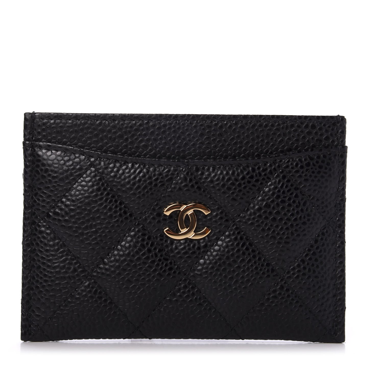 Caviar Quilted Card Holder Black