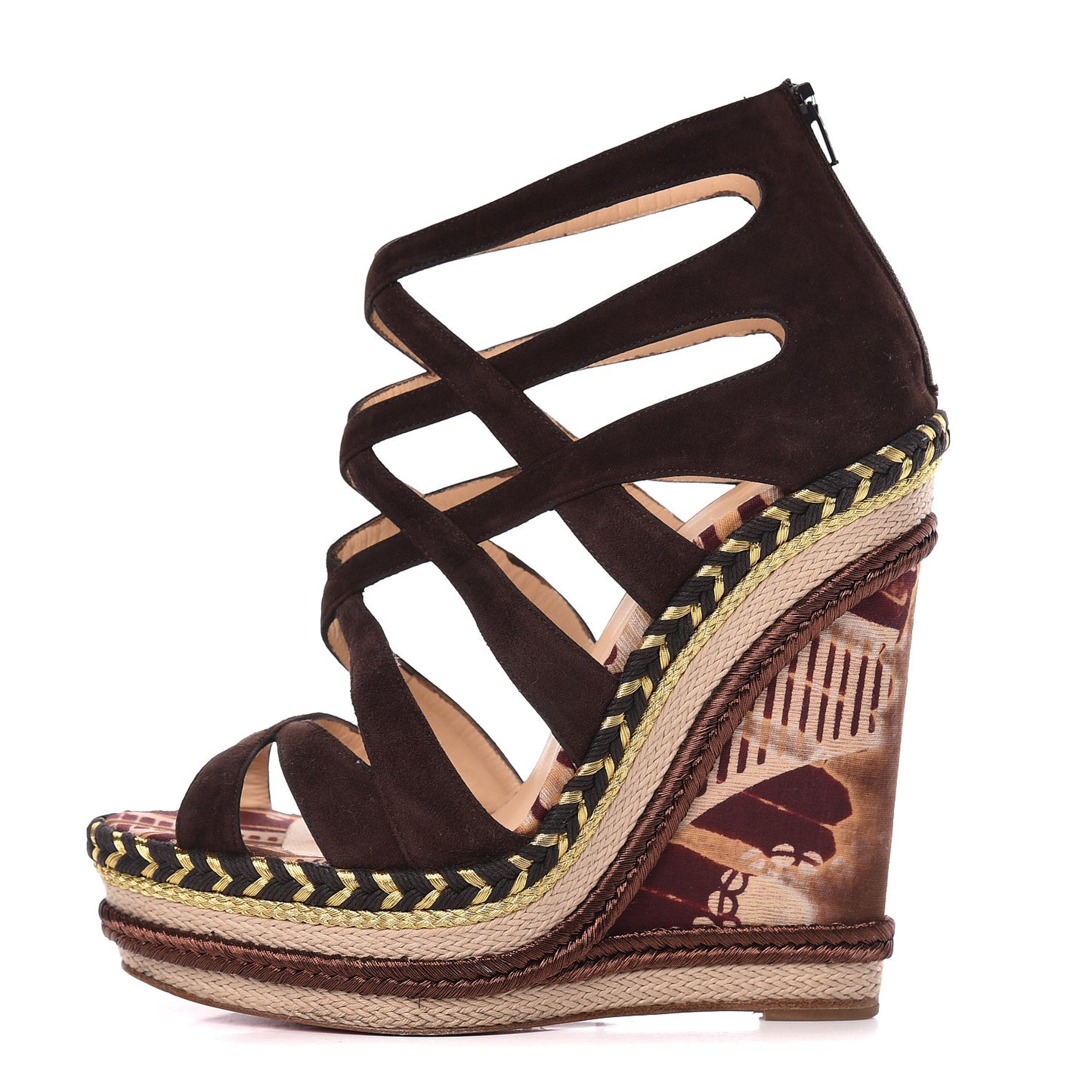 Suede Tosca 140 Platform Wedge Sandals 38 Chocolate