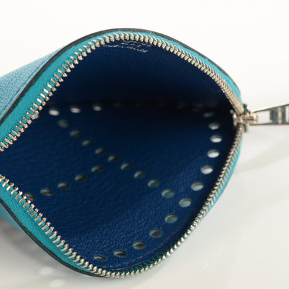 Hermes Chevre Mysore Evelyne Coin Purse Turquoise Bleu Saphir 3 of 11