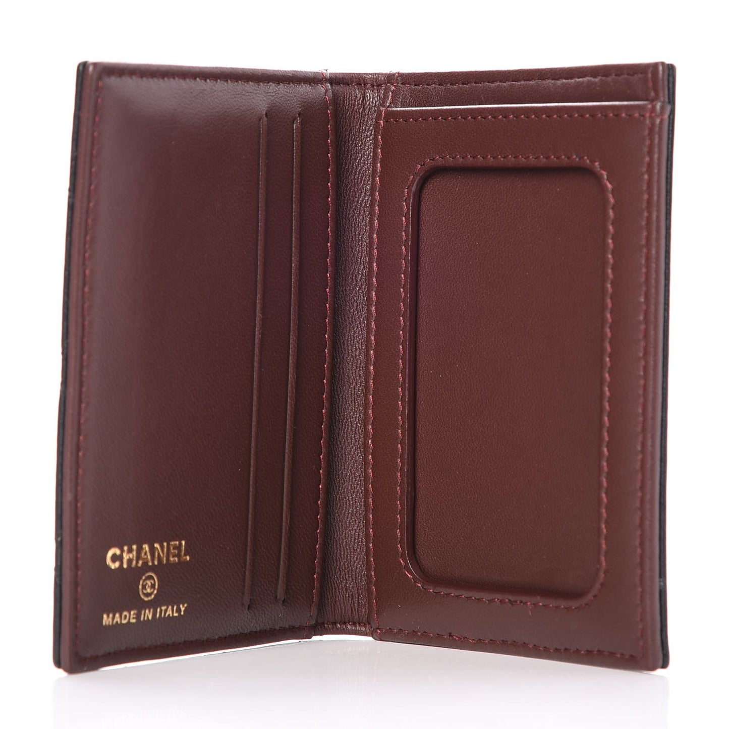 Lambskin Quilted Card Holder Wallet Black