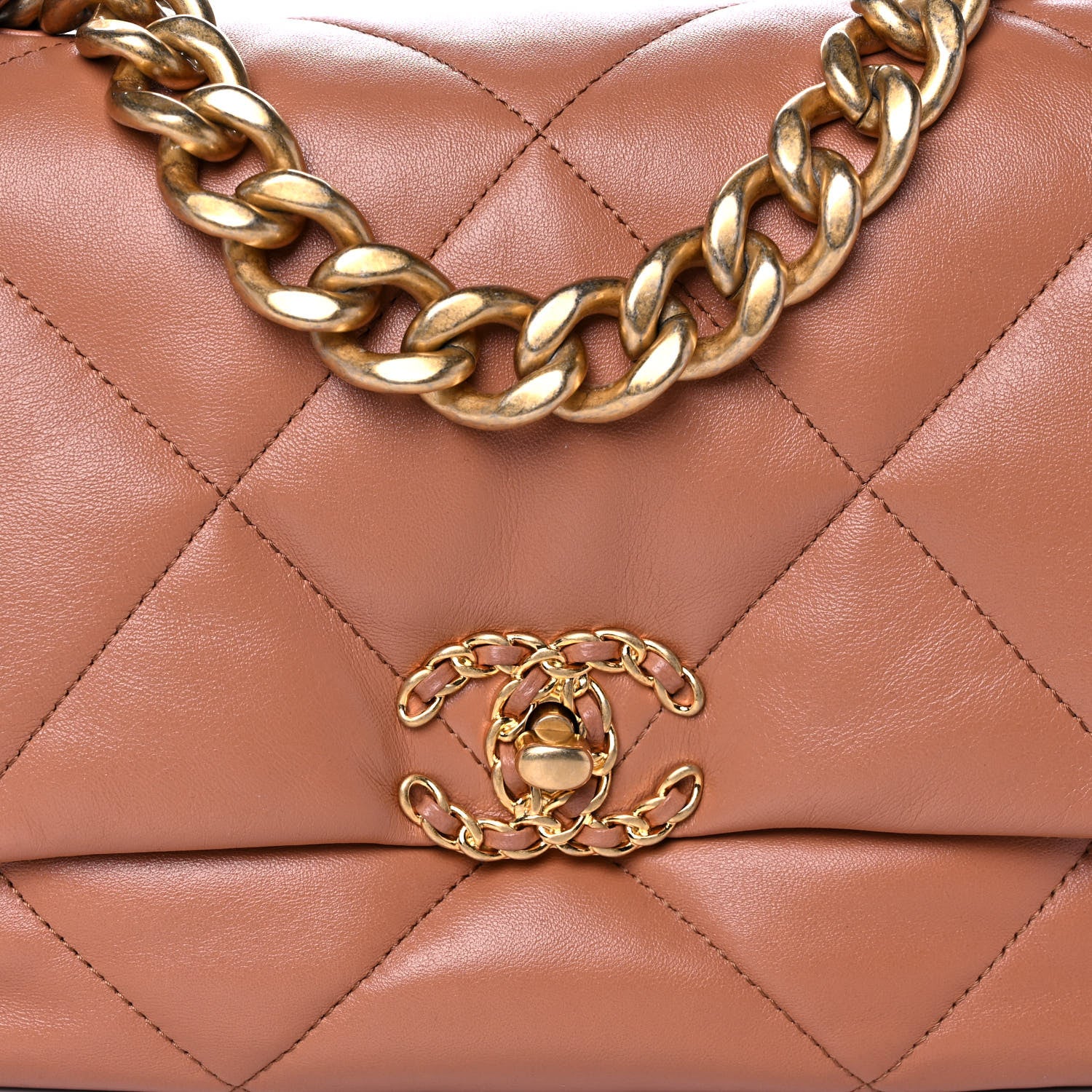Chanel Lambskin Quilted Large Chanel 19 Flap Brown 7 of 10