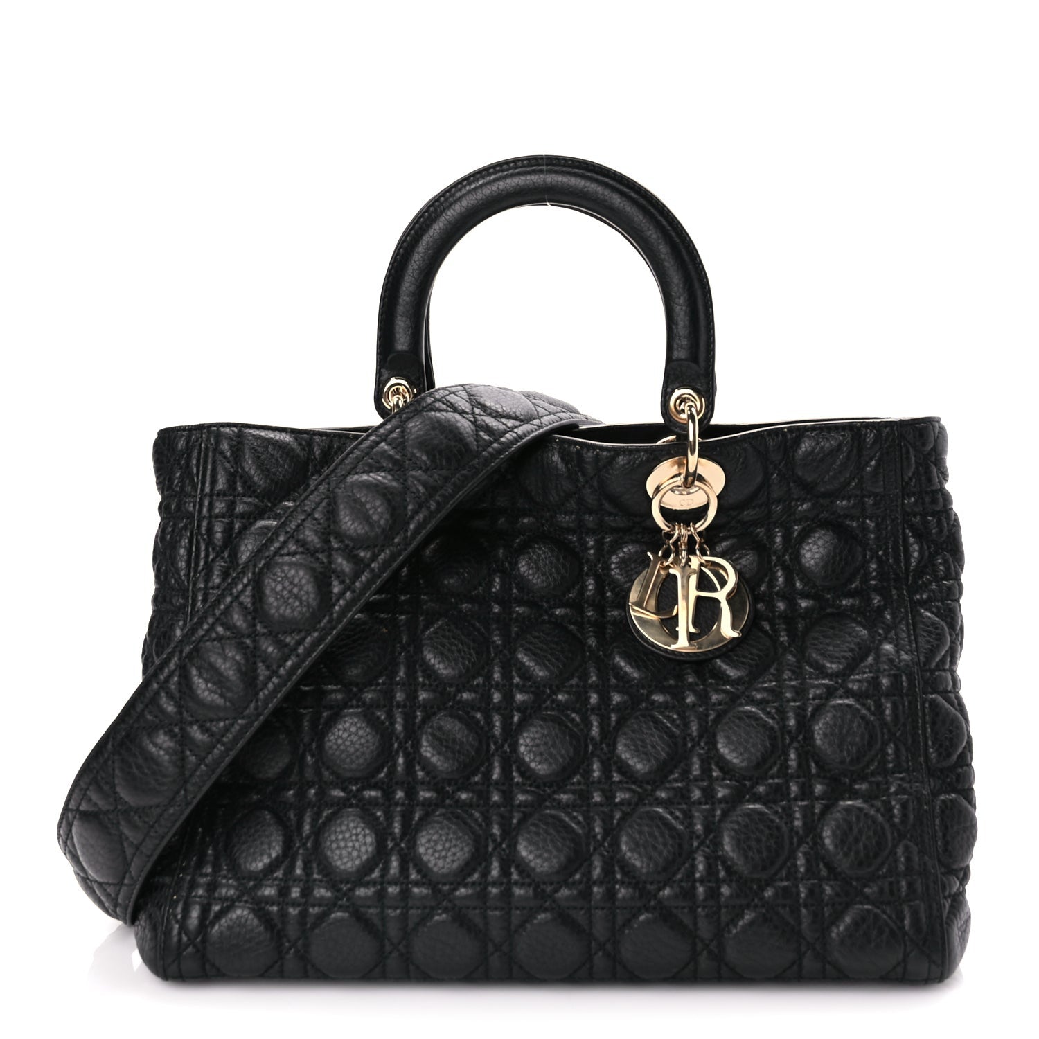 Christian Dior Grained Calfskin Cannage Large Supple Lady Dior Black 1 of 8
