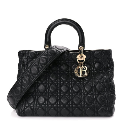 Christian Dior Grained Calfskin Cannage Large Supple Lady Dior Black 1 of 8