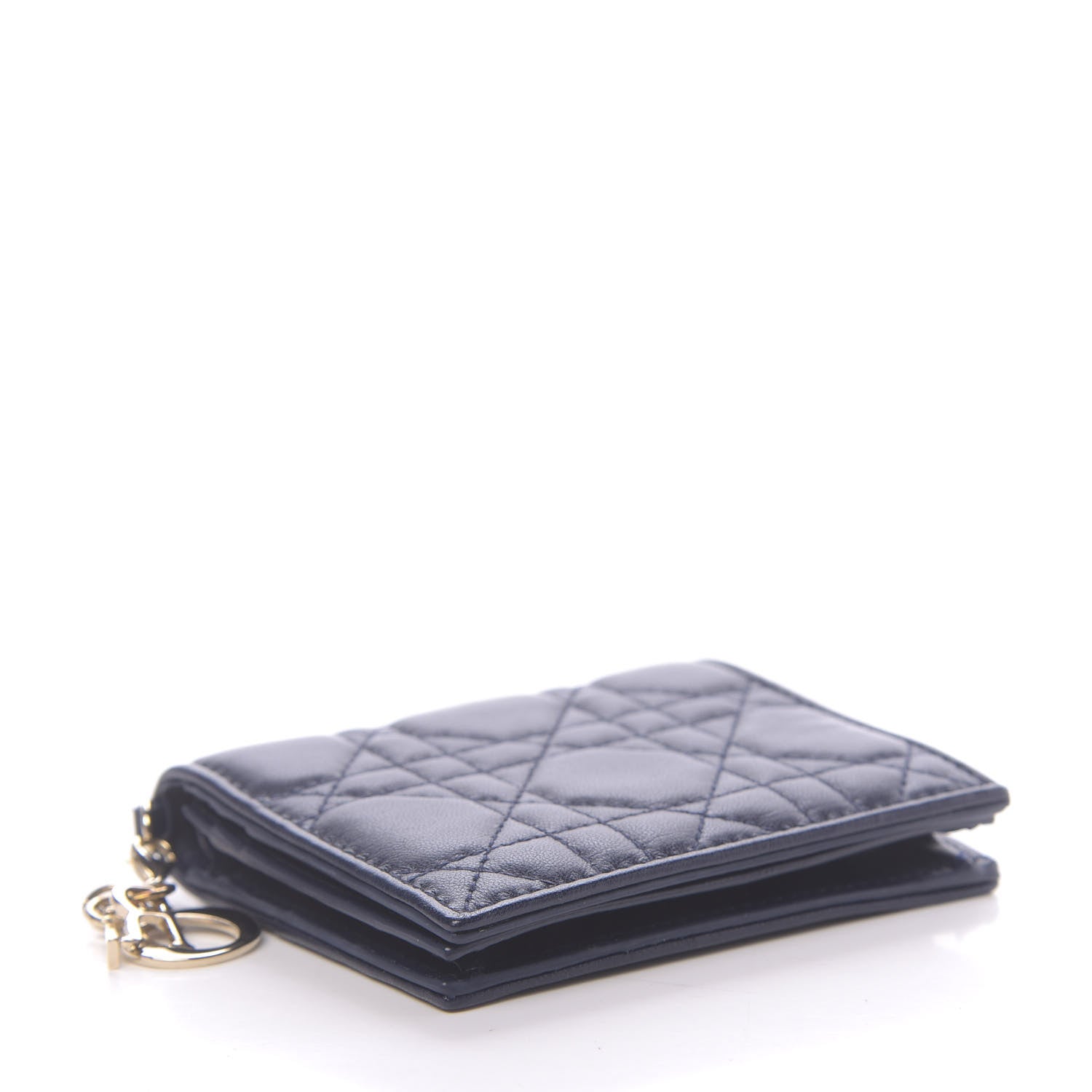 Christian Dior Lambskin Cannage Mini Lady Dior Wallet Navy 4 of 9