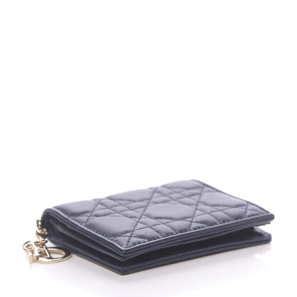 Christian Dior Lambskin Cannage Mini Lady Dior Wallet Navy 4 of 9
