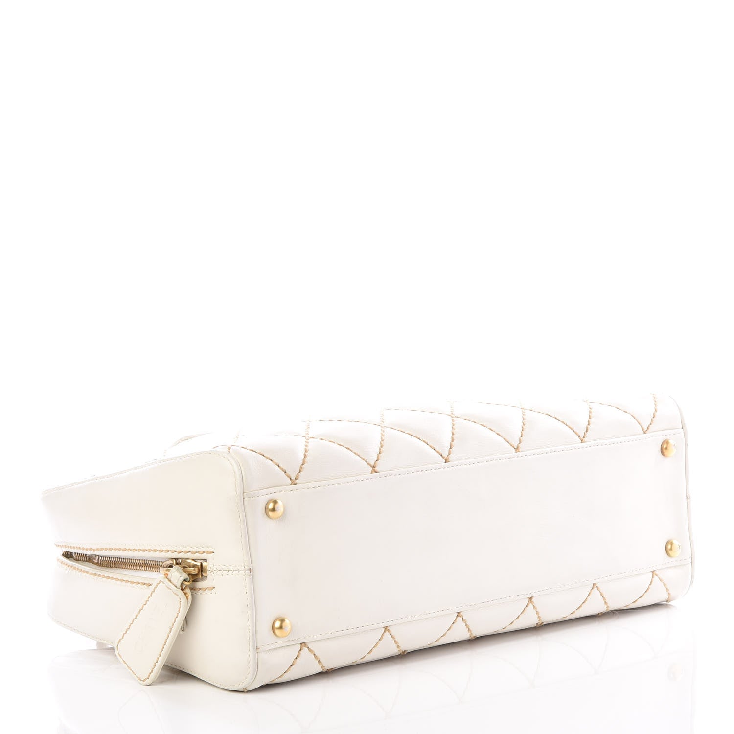 Chanel Calfskin Contrast Stitch Surpique Bowler White 3 of 11