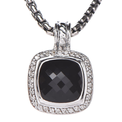David Yurman Sterling Silver Diamond Black Onyx 11mm Albion Pendant Necklace 4 of 6
