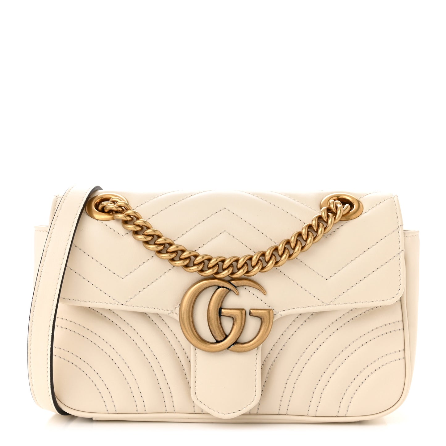 Calfskin Matelasse Mini GG Marmont Shoulder Bag White