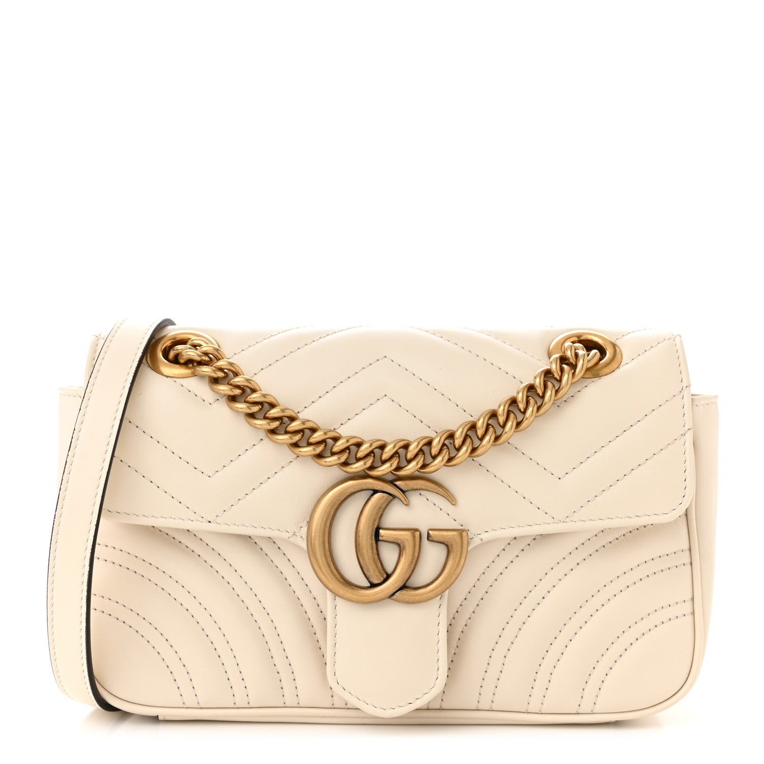 Gucci Calfskin Matelasse Mini GG Marmont Shoulder Bag White 1 of 10