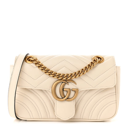 Gucci Calfskin Matelasse Mini GG Marmont Shoulder Bag White 1 of 10
