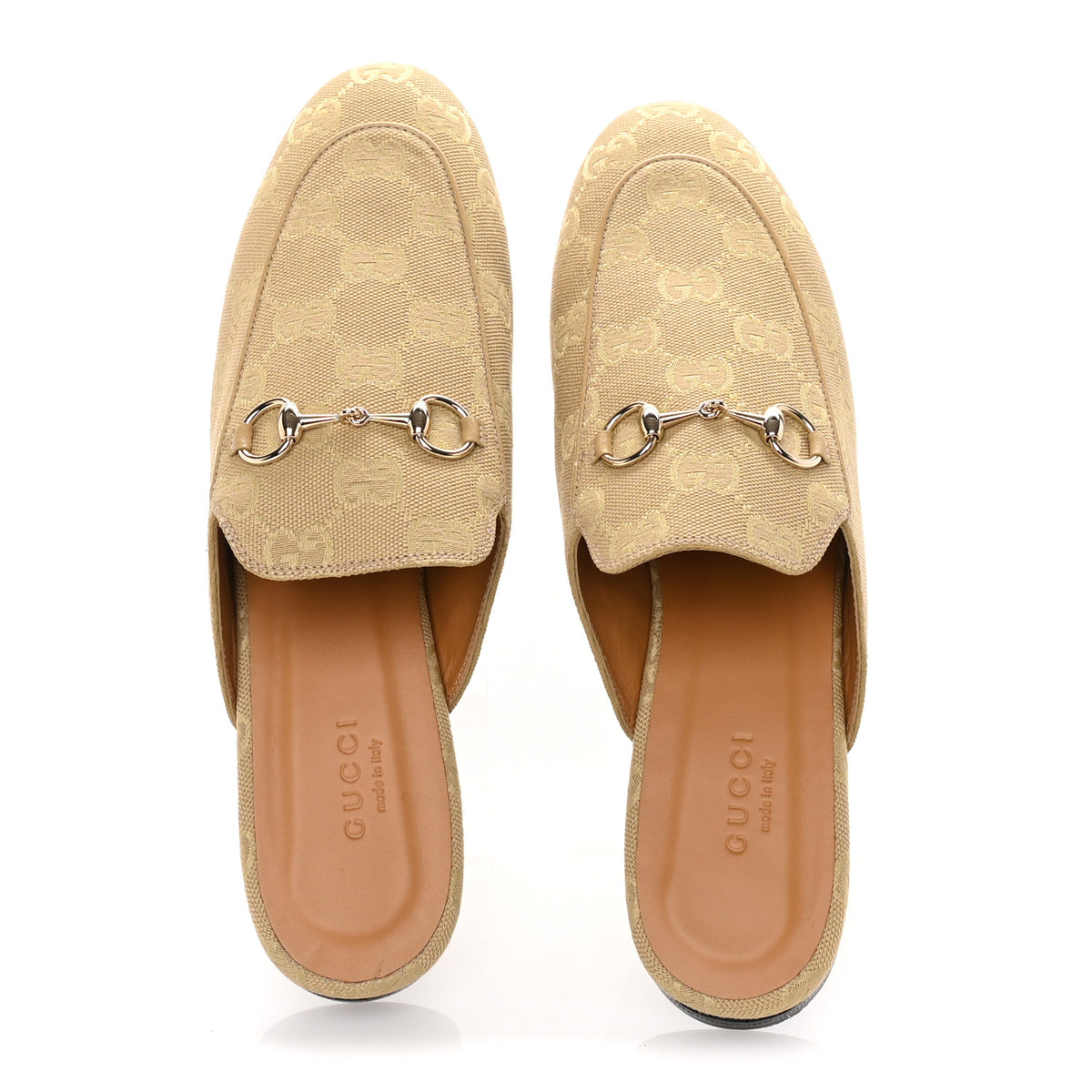 Gucci GG Monogram Canvas Womens Princetown Slippers 37.5 Egypt Salt 5 of 7