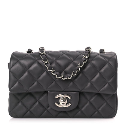 Chanel Lambskin Quilted Mini Rectangular Flap Dark Grey 1 of 9
