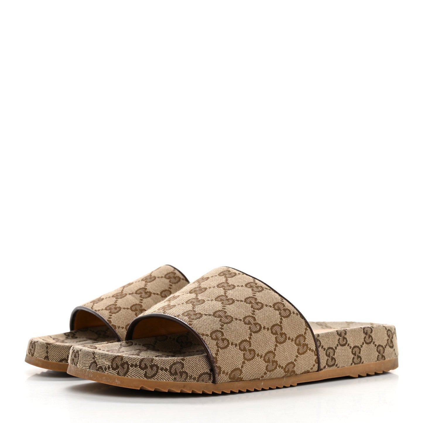 Canvas GG Monogram Mens Slide Sandals 10 Beige