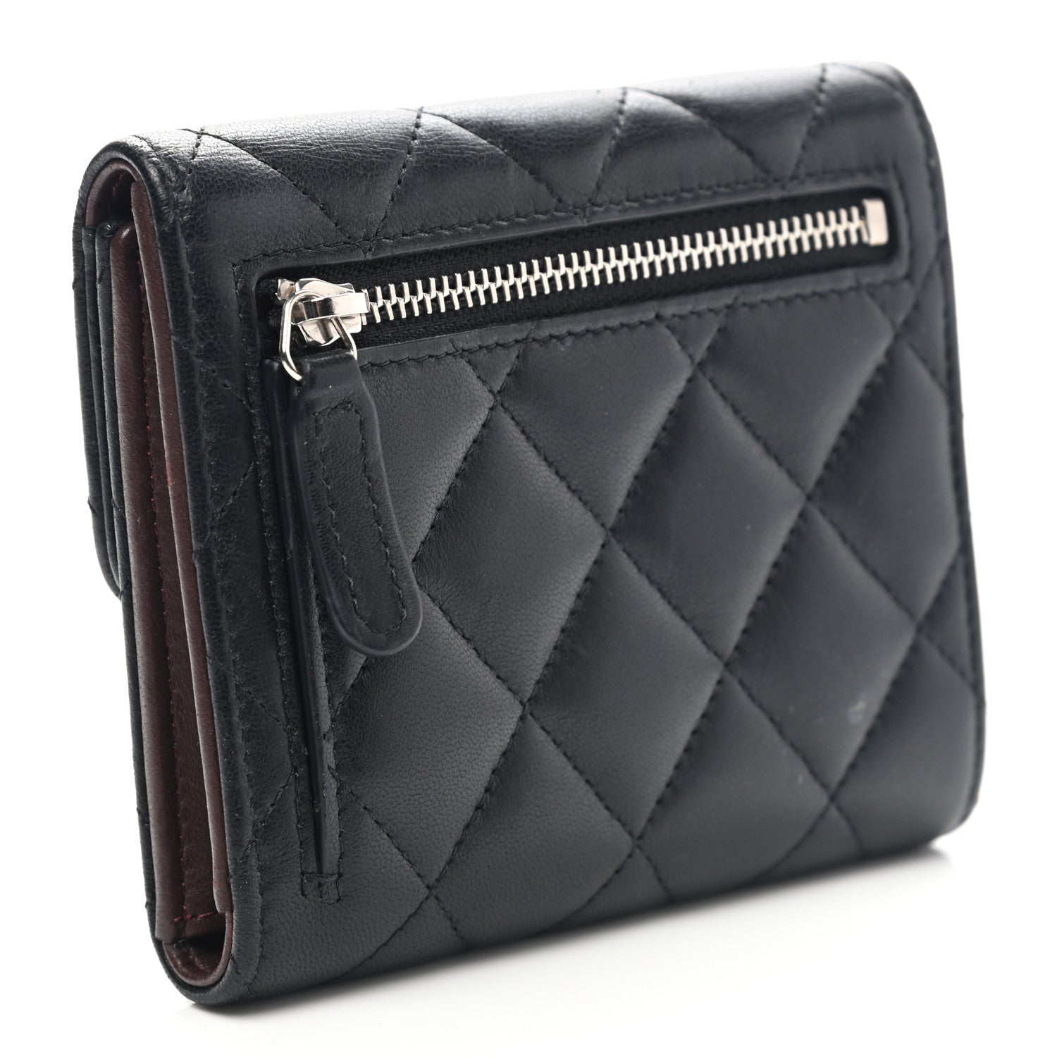 Chanel Lambskin Quilted Small Compact Wallet Black 3 of 12