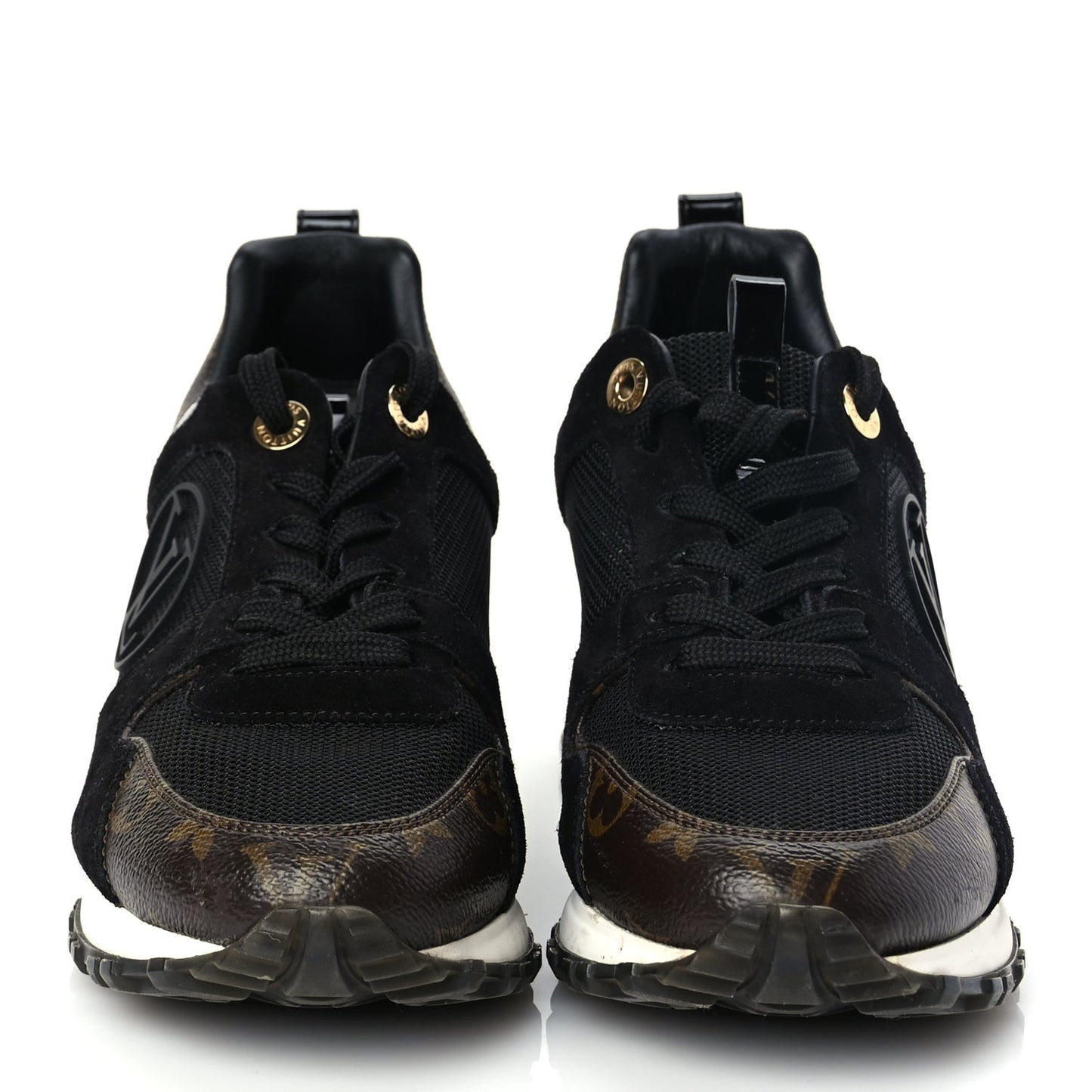 Suede Monogram Run Away Sneakers 35 Black