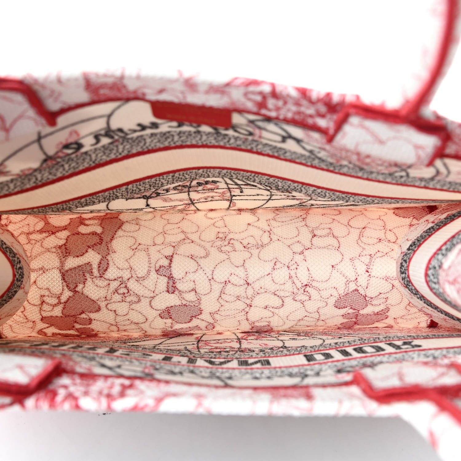 Christian Dior Canvas Embroidered Medium Dioramour D-Royaume Book Tote Red Multicolor 4 of 4