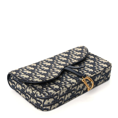 Christian Dior Oblique Medium Saddle Pouch With Chain Blue 3 of 10