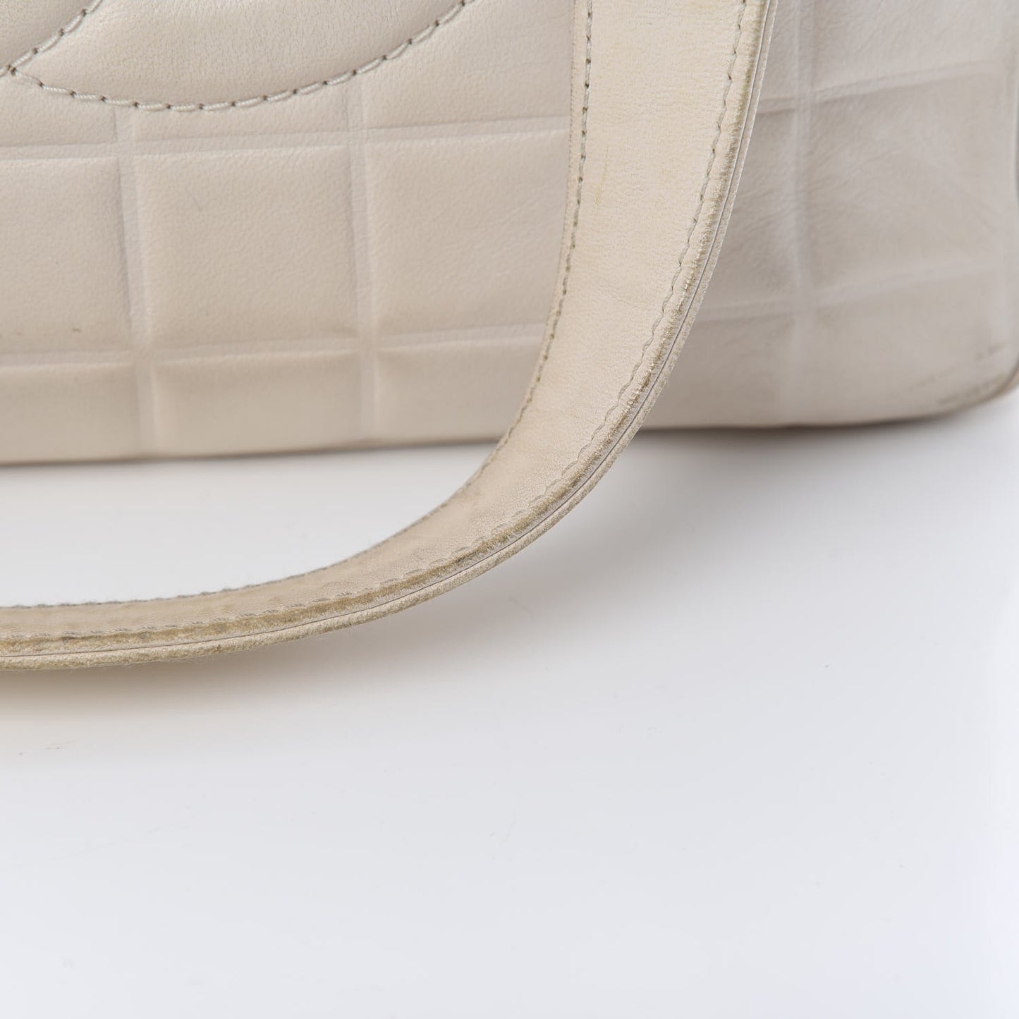 Lambskin Quilted Chocolate Bar Tote White