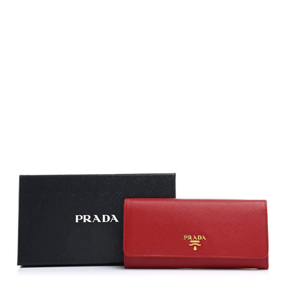 Prada Saffiano Metal Continental Flap Wallet Fuoco 12 of 12