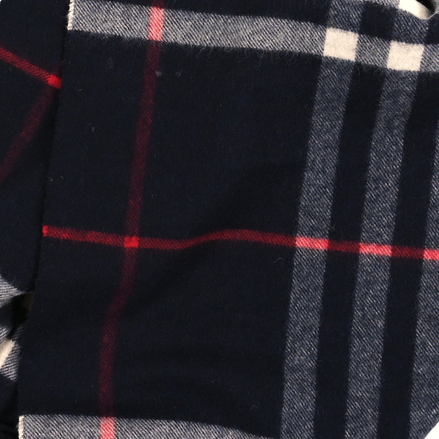 Cashmere Sequin Check Heart Fringe Scarf Navy Red